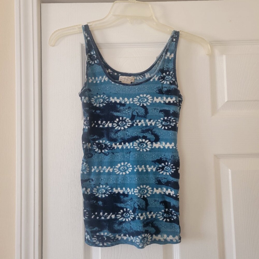 Lucky Brand Tie-Dye and Flowers Ribbed Cotton Tank